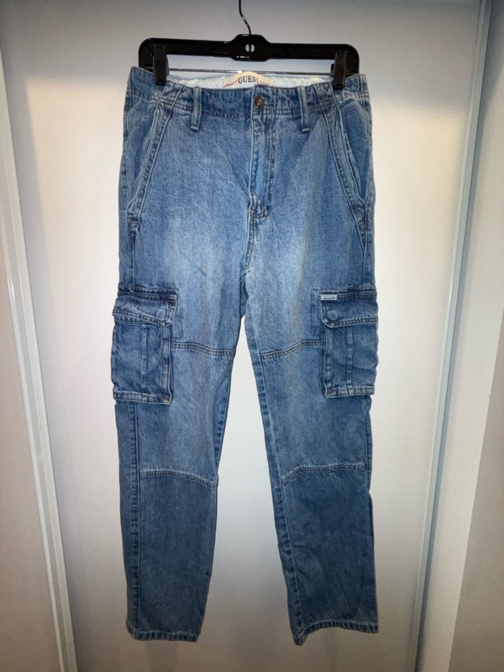 Guess Men’s Light Blue Denim Cargo Pants